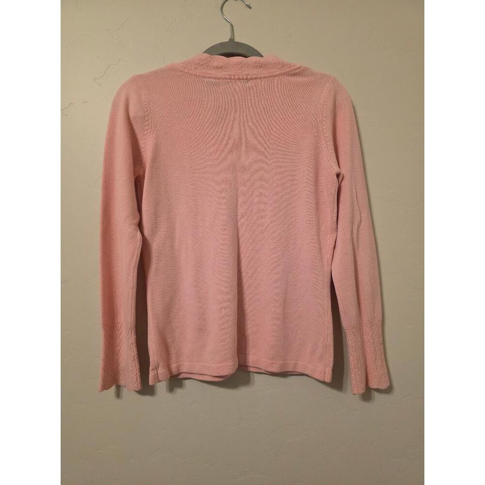 Soft Girl Pink Knit Sweater V Neck Cottagecore Feminine Vintage Style - Picture 3 of 5